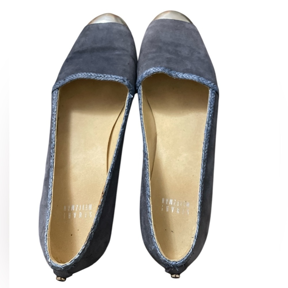 Stuart Weitzman Blue Mirror Cap Toe Tipadrille Espadrille Flats - Picture 2 of 3